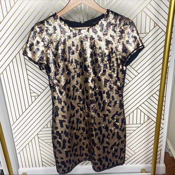 COPY - Leopard sequin cocktail dress - Picture 1 of 5